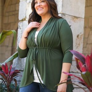 Kiyonna Sunset Stroll Sage Green Women's Cardigan